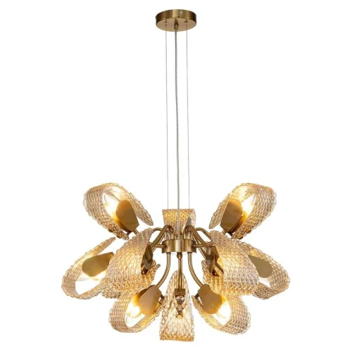 Люстра подвесная Fless V000344 Indigo янтарная на 12 ламп, основание бронзовое в стиле современный  фото 3