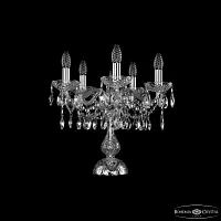 Настольная лампа 1413L/5/141-39 Ni Bohemia Ivele Crystal без плафона 5 ламп, основание прозрачное никель стекло хрусталь металл в стиле классический sp