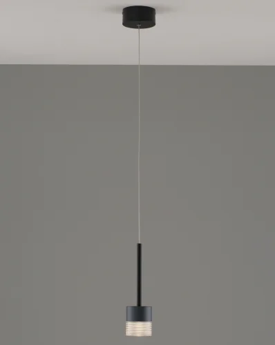 Светильник подвесной LED Self V10853-PL Moderli чёрный прозрачный 1 лампа, основание чёрное в стиле современный 