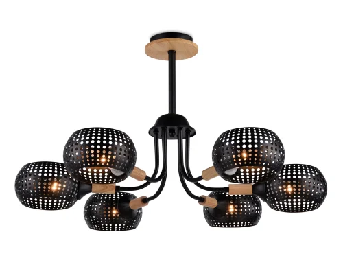 Люстра потолочная TR80167 Ambrella light чёрная на 6 ламп, основание чёрное в стиле кантри современный 