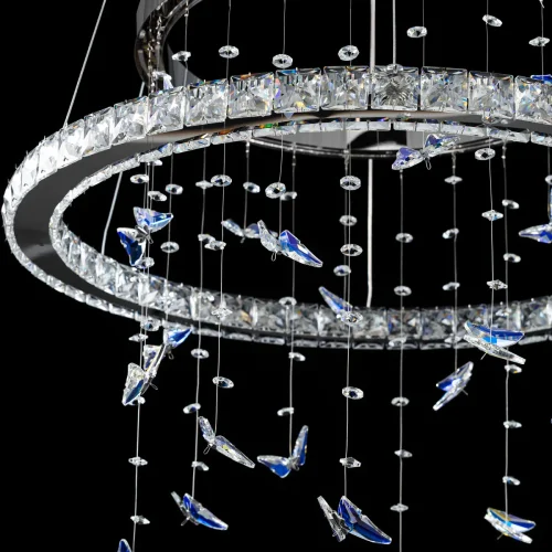 Люстра подвесная LED с пультом Etera CL322060 Citilux прозрачная на 1 лампу, основание хром в стиле современный хай-тек флористика с пультом кольца фото 7