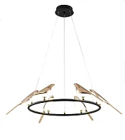 Люстра подвесная LED Summer 1188/06 LM-42 Divinare золотая на 6 ламп, основание чёрное в стиле современный птички
