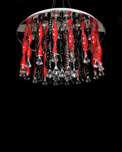Люстра подвесная Alvedo LDC 9040-17 RED Lumina Deco красная на 17 ламп, основание хром в стиле современный  фото 4
