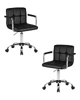 Офисное кресло набор 2 шт. SET-2 9400-LM TERRY, цвет чёрный Dobrin, /экокожа, ножки/металл/хром, размеры - 810*950***580*580
