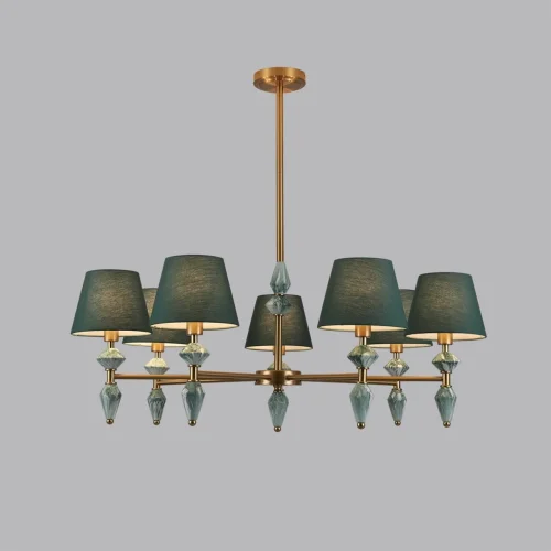 Люстра на штанге Vermont 8275/7 Lumion зелёная на 7 ламп, основание латунь в стиле классический фото 5