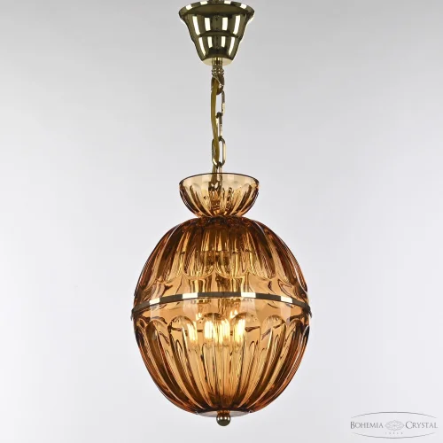 Светильник подвесной 5480/22 G Amber/M-1H Bohemia Ivele Crystal янтарный 3 лампы, основание золотое в стиле классический  фото 5