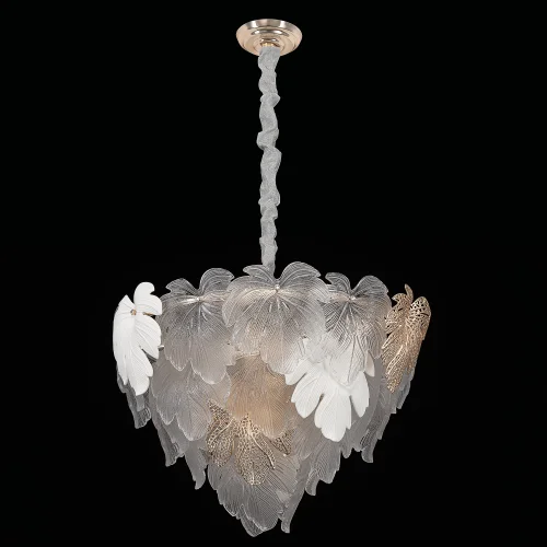 Люстра подвесная Dryad CL305160 Citilux белая прозрачная на 14 ламп, основание золотое в стиле классический флористика современный фото 10