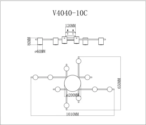 Люстра потолочная Nino V4040-10C Moderli латунь на 10 ламп, основание латунь в стиле современный хай-тек  фото 2