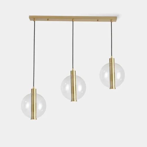 Светильник подвесной CENTER 3 Планка 178183-26 ImperiumLoft прозрачный на 3 лампы, основание золотое в стиле современный 