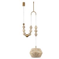 Светильник подвесной Karelia 5444/1C Odeon Light бежевый на 1 лампу, основание латунь в стиле арт-деко современный эклектика восточный 