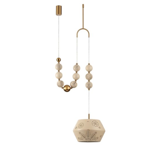 Светильник подвесной Karelia 5444/1C Odeon Light бежевый на 1 лампу, основание латунь в стиле арт-деко современный эклектика восточный Светильник подвесной Karelia 5444/1C Odeon Light бежевый на 1 лампу, основание латунь в стиле арт-деко современный эклектика восточный