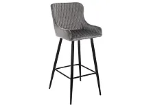 Барный стул Mint серый 11535 Woodville, серый/велюр, ножки/металл/чёрный, размеры - ****450*490