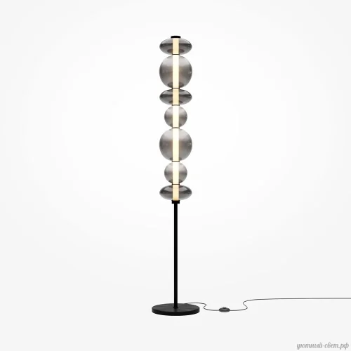 Торшер LED Futuro MOD307FL-L40B3K Maytoni выдувное серый на 1 лампу, основание чёрное в стиле арт-деко современный 