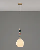 Светильник подвесной Charm V10902-P Moderli белый 1 лампа, основание золотое в стиле модерн выдувное