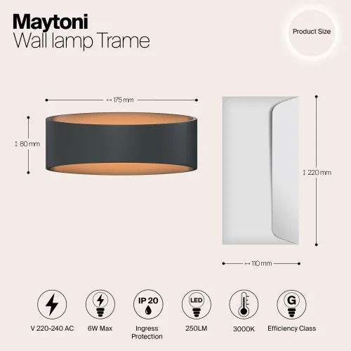 Бра LED Trame C806WL-L5B Maytoni чёрный на 1 лампу, основание чёрное в стиле современный фото 7