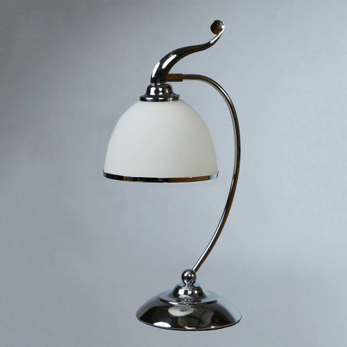 Настольная лампа MA02401T/001 Chrome Ambiente by Brizzi белая 1 лампа, основание хром металл в стиле современный 