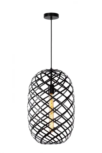 Светильник подвесной Wolfram 21417/32/30 Lucide чёрный 1 лампа, основание чёрное в стиле лофт модерн 
