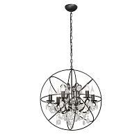 Люстра подвесная V4387-1/6 Vitaluce без плафона на 6 ламп, основание чёрное в стиле лофт 