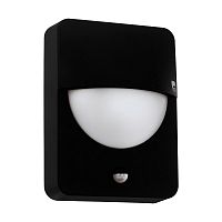 Настенный светильник с датчиком движения Salvanesco 98705 Eglo уличный IP44 чёрный 1 лампа, плафон белый в стиле современный E27