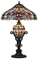 Настольная лампа Тиффани 844-804-03 Velante разноцветная 2 лампы, основание коричневое металл в стиле тиффани цветы
