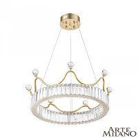 Люстра подвесная LED с пультом AM-Venezia 310322/D500 GD Arte Milano прозрачная на 1 лампу, основание латунь в стиле современный кольца с пультом