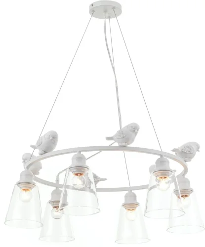 Люстра подвесная Tracey MR1961-6P MyFar прозрачная на 6 ламп, основание белое в стиле современный птички фото 2
