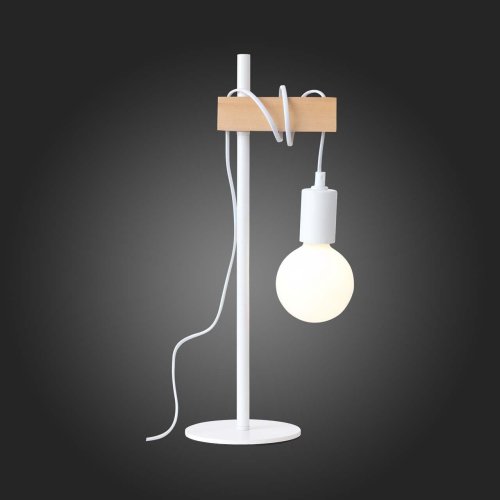 Настольная лампа лофт Bagetti SL1142.504.01 Evoluce без плафона 1 лампа, основание белое бежевое металл дерево в стиле лофт  фото 3