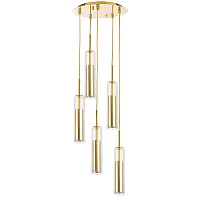 Светильник подвесной Cilino 756052 Lightstar золотой 5 ламп, основание золотое в стиле современный трубочки
