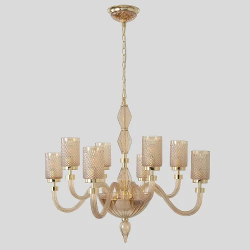 Люстра подвесная SILVESTRO SP8 AMBER Crystal Lux золотая янтарная на 8 ламп, основание золотое янтарное в стиле классический фото 2