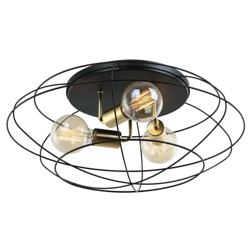 Люстра потолочная Truman LSP-8195 Lussole без плафона чёрная на 3 лампы, основание чёрное в стиле лофт 