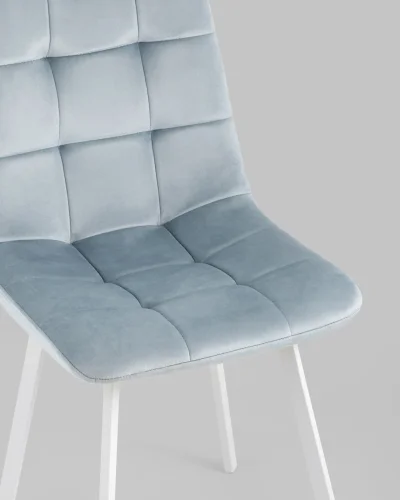 Стул Chilly, велюр серо-голубой, сиденье, белые ножки УТ000039635 Stool Group, голубой/велюр, ножки/металл/белый, размеры - ***** фото 6