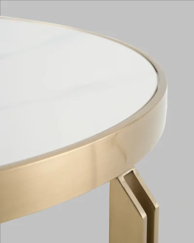 Журнальный столик Калисто 90*90, светлая и темная керамика, сталь шампань УТ000041502 Stool Group столешница из фото 7