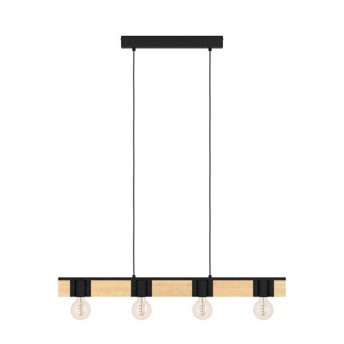 Светильник подвесной Bailrigg 43902 Eglo без плафона 4 лампы, основание чёрное бежевое в стиле современный лофт  фото 6