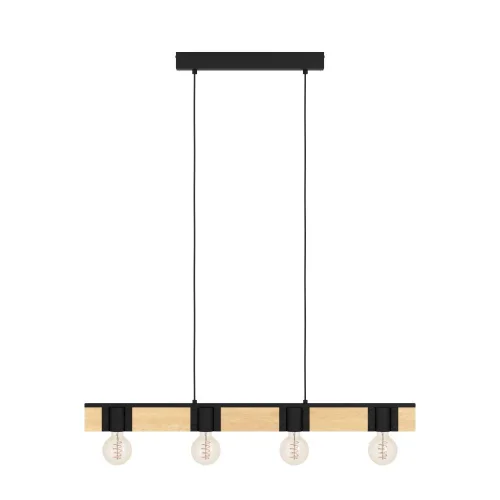 Светильник подвесной Bailrigg 43902 Eglo без плафона 4 лампы, основание чёрное бежевое в стиле современный лофт  фото 6