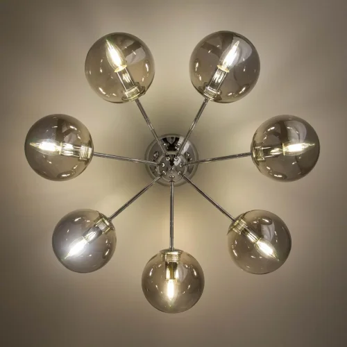 Люстра потолочная Томми CL102170 Citilux серая на 7 ламп, основание хром в стиле современный шар фото 3