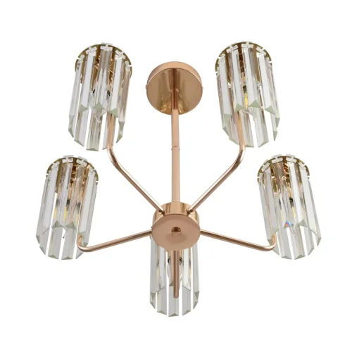 Люстра потолочная хрустальная Favla 8347/5 Lumion прозрачная на 5 ламп, основание золотое в стиле классический фото 3 Люстра потолочная хрустальная Favla 8347/5 Lumion прозрачная на 5 ламп, основание золотое в стиле классический фото 3