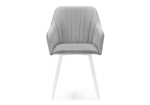 Кресло Слэм крутящееся светло-серое / белое 570177 Woodville, серый/велюр, ножки/металл/белый, размеры - ****530*640 фото 3