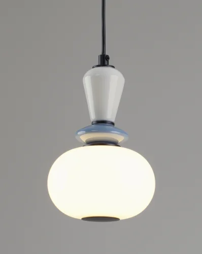 Светильник подвесной LED Glaze V11697-PL Moderli белый на 1 лампу, основание чёрное в стиле современный фото 3