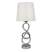 Настольная лампа Percia OML-83404-01 Omnilux белая 1 лампа, основание хром металл в стиле модерн 