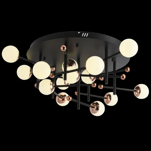 Люстра потолочная LED LAMPS 81344 GOLD BLACK Natali Kovaltseva белая на 1 лампа, основание золотое в стиле современный шар