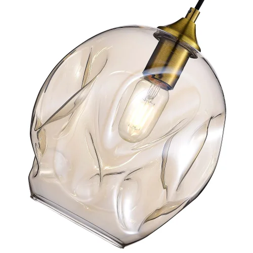 Светильник подвесной Idesia SL1188.313.01 ST-Luce прозрачный янтарный 1 лампа, основание латунь в стиле современный выдувное фото 3