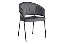 Стул на металлокаркасе Лео антрацитовый brandy light 28 / черный 592480 Woodville, серый/велюр, ножки/металл/чёрный, размеры - ****560*520