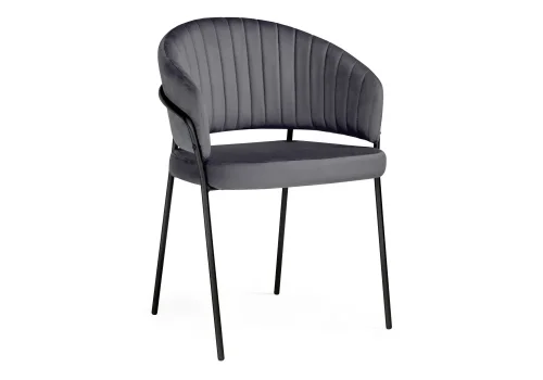 Стул на металлокаркасе Лео антрацитовый brandy light 28 / черный 592480 Woodville, серый/велюр, ножки/металл/чёрный, размеры - ****560*520