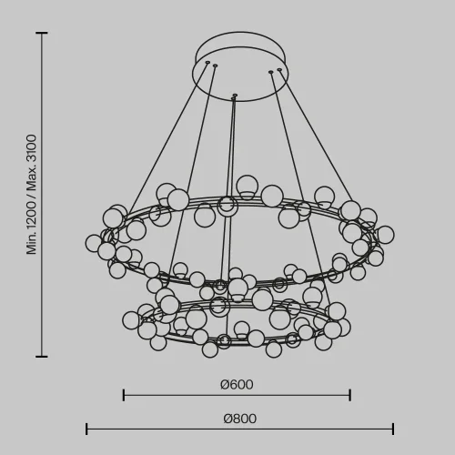 Люстра подвесная LED Tessara MOD081PL-L84G3K Maytoni белая на 1 лампу, основание золотое в стиле современный кольца фото 7