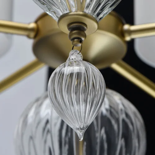 Люстра подвесная Оделия 619011305 Chiaro белая на 5 ламп, основание латунь в стиле классика  фото 12