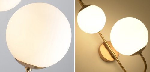 Бра Gooseneck Pelle wall Lamp 123236-22 ImperiumLoft белый на 2 лампы, основание золотое в стиле современный  фото 2