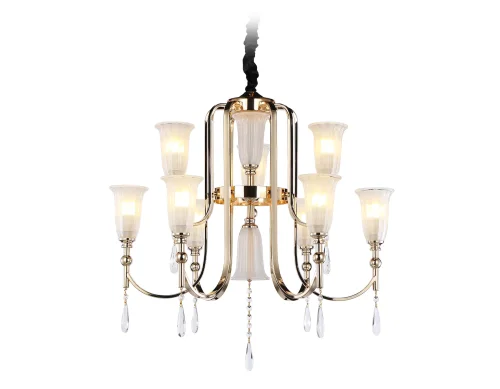 Люстра подвесная TR3250 Ambrella light белая на 9 ламп, основание золотое в стиле классический  фото 5