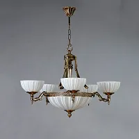 Люстра подвесная  NAVARRA 02228/5 PB AMBIENTE by BRIZZI белая на 10 ламп, основание бронзовое в стиле классический 