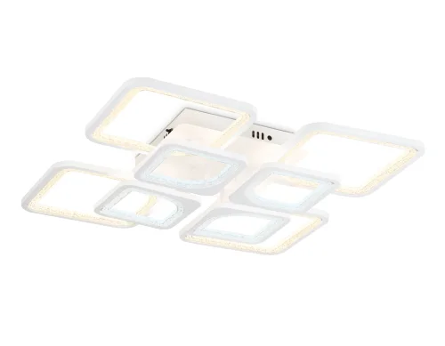 Люстра потолочная LED с пультом FA4423 Ambrella light белая на 1 лампу, основание белое в стиле современный хай-тек с пультом квадраты