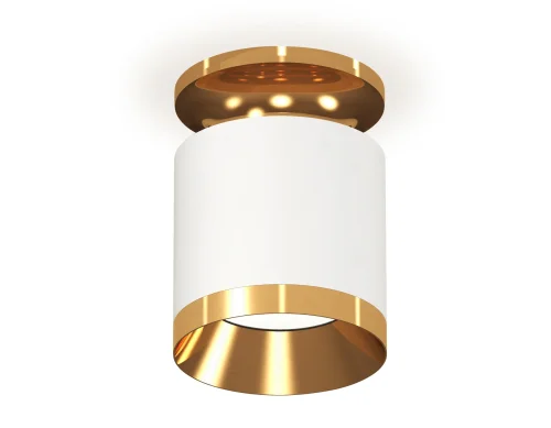 Светильник накладной XS7401121 Ambrella light белый 1 лампа, основание золотое в стиле хай-тек современный круглый